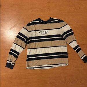 Vintage Guess Originals Navy and Cream Striped Shirt
